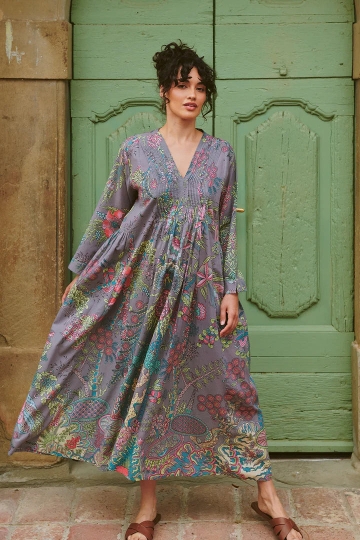 Boho Garden Grey Pinch Dress by One Hundred Stars