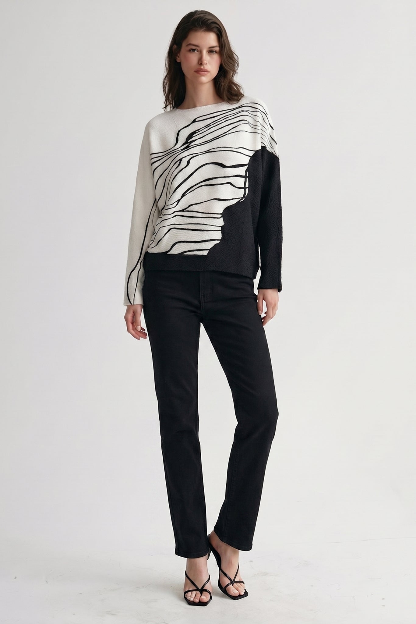 Amellia River Print Top by Wild Cosmos in Black Mix