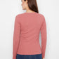 Ribbed V-Neck Long Sleeve Top by Charlie B in Rosebud