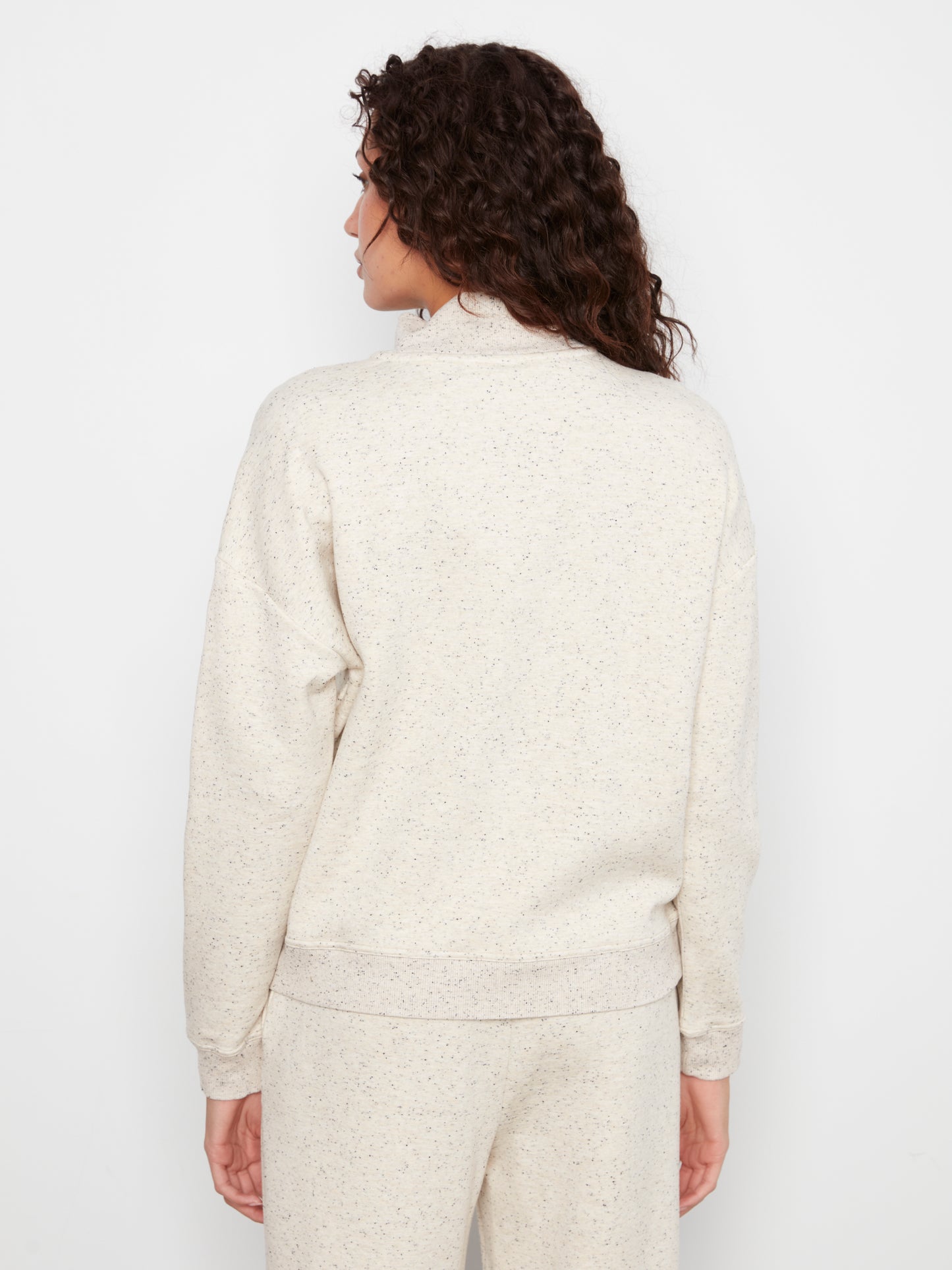 Long Sleeve Half-Zip High Collar Pullover by Charlie B in Cookies and Cream