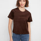 Faux Suede Short Sleeve Top by Charlie B in Coffee