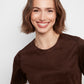 Faux Suede Short Sleeve Top by Charlie B in Coffee
