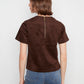 Faux Suede Short Sleeve Top by Charlie B in Coffee