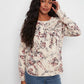 Long Sleeve Crew Neck Printed Top by Charlie B in Poetry