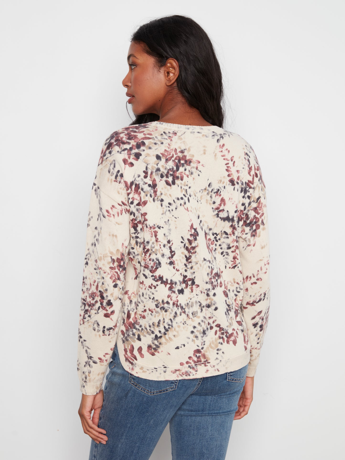 Long Sleeve Crew Neck Printed Top by Charlie B in Poetry
