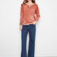 Long Sleeve Crew Neck Top by Charlie B in Ginger