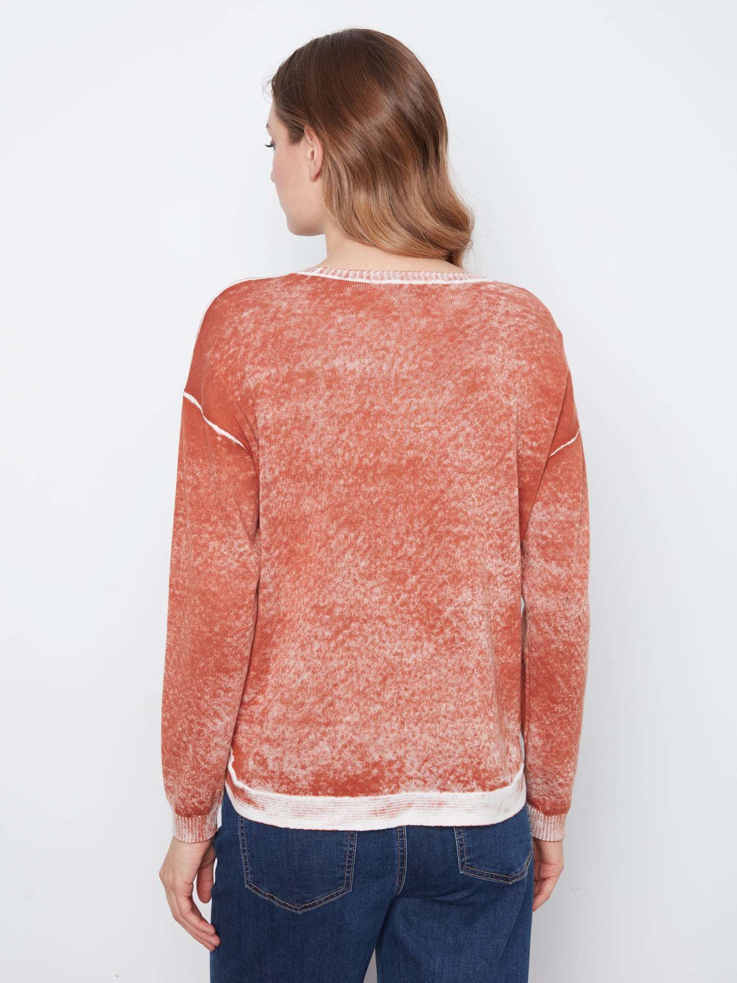 Long Sleeve Crew Neck Top by Charlie B in Ginger