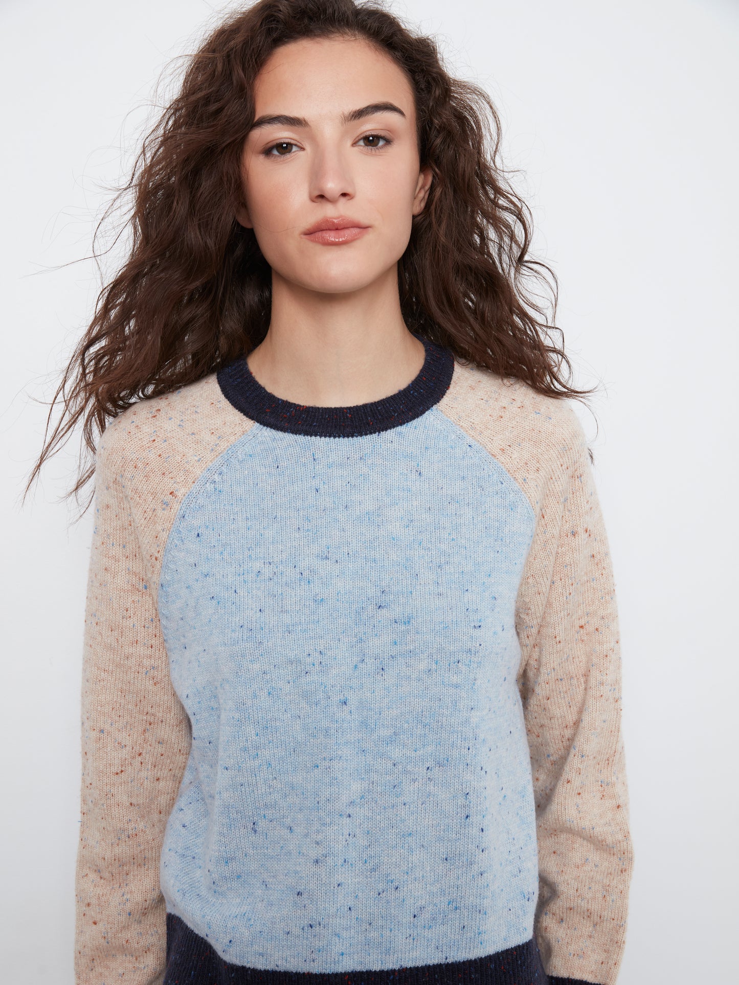 Color Block Knit Sweater by Charlie B in Iris