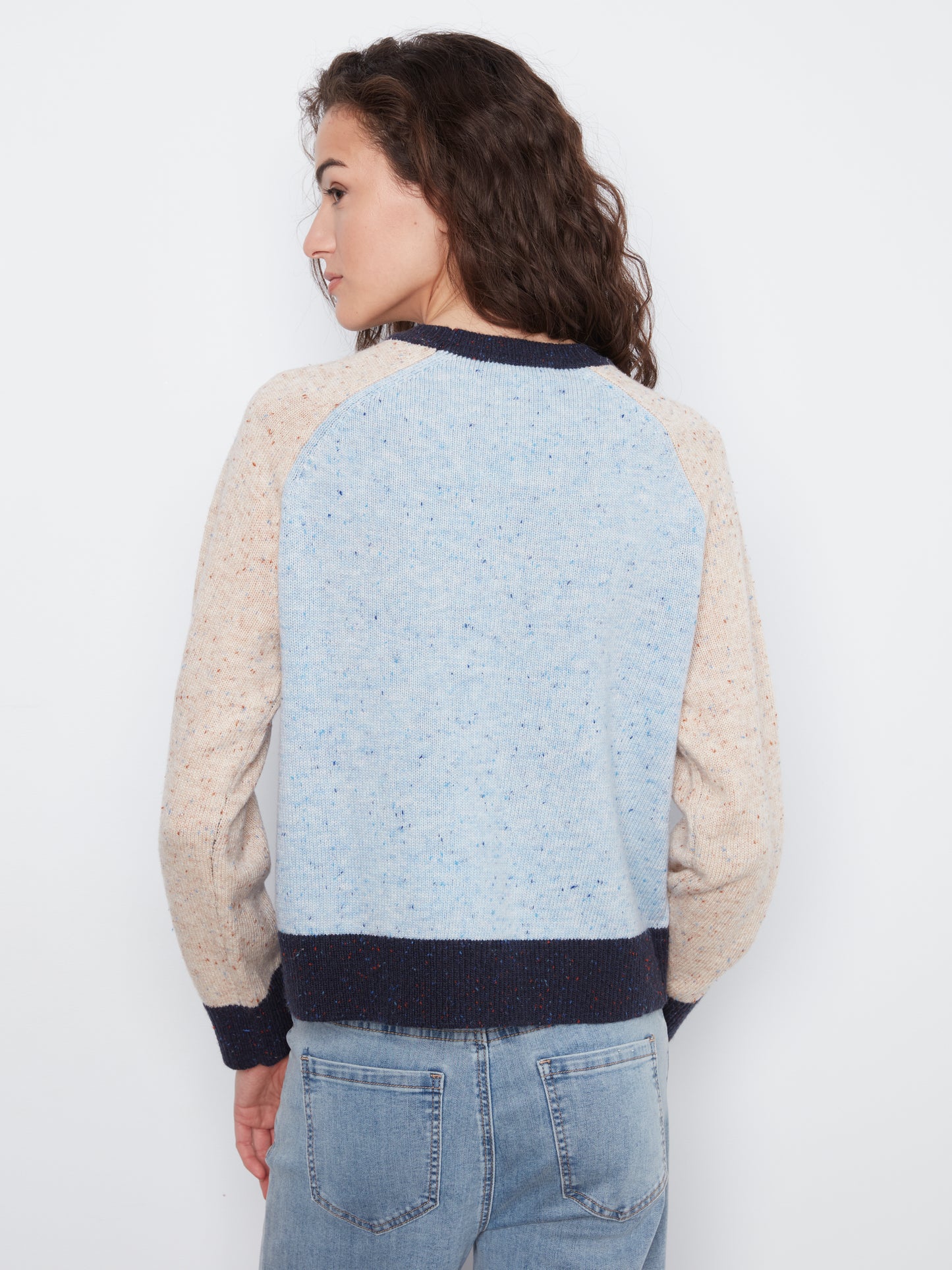 Color Block Knit Sweater by Charlie B in Iris