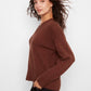V-Neck Knit Sweater by Charlie B in Heather Brown
