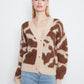 Cow Print V-Neck Cardigan by Charlie B in Ranch