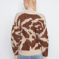 Cow Print V-Neck Cardigan by Charlie B in Ranch