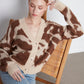 Cow Print V-Neck Cardigan by Charlie B in Ranch