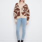 Cow Print V-Neck Cardigan by Charlie B in Ranch
