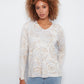 Printed Long Sleeve V-Neck Top by Charlie B in Timeless