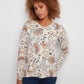 Long Sleeve Drop Shoulder V-Neck Sweater by Charlie B in Snowflake