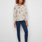 Long Sleeve Drop Shoulder V-Neck Sweater by Charlie B in Snowflake