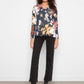 Long Sleeve Drop Shoulder Printed V-Neck Top by Charlie B in Bloom