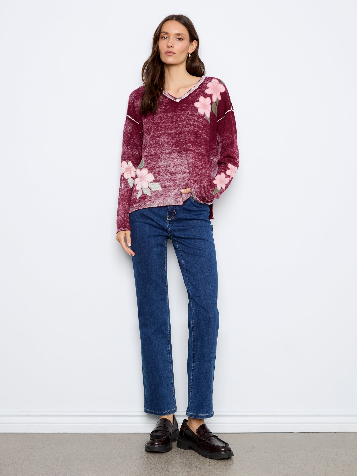 Long Sleeve Drop Shoulder Top by Charlie B in Passion
