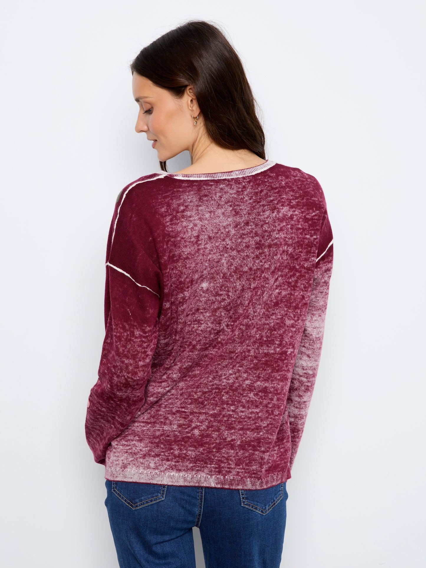 Long Sleeve Drop Shoulder Top by Charlie B in Passion