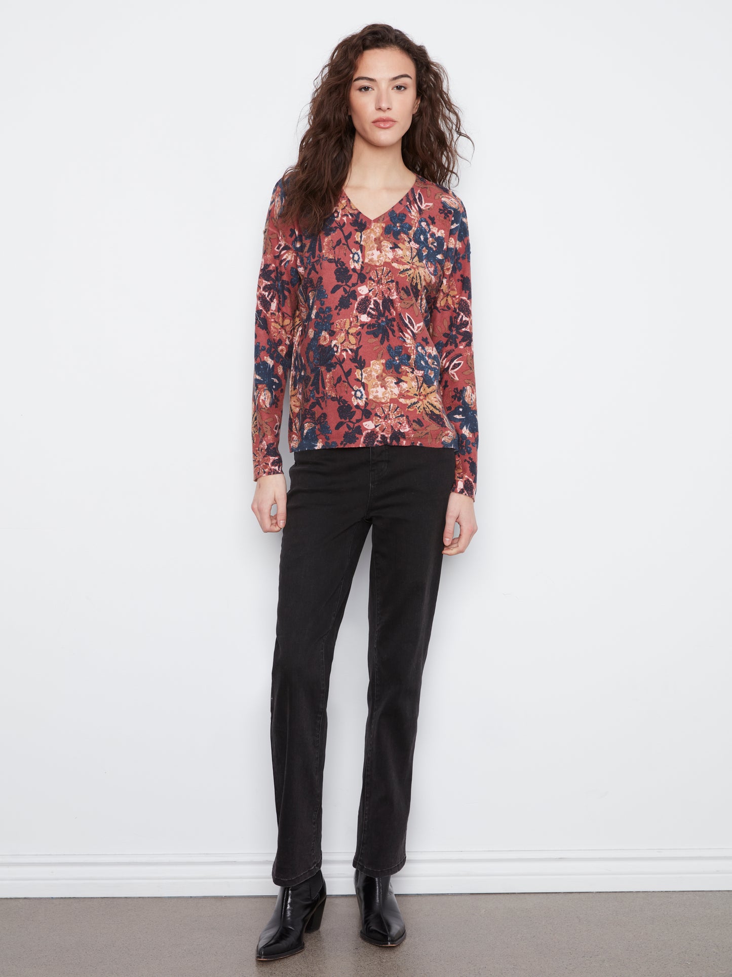 Long Sleeve Drop Shoulder Top by Charlie B in Passion