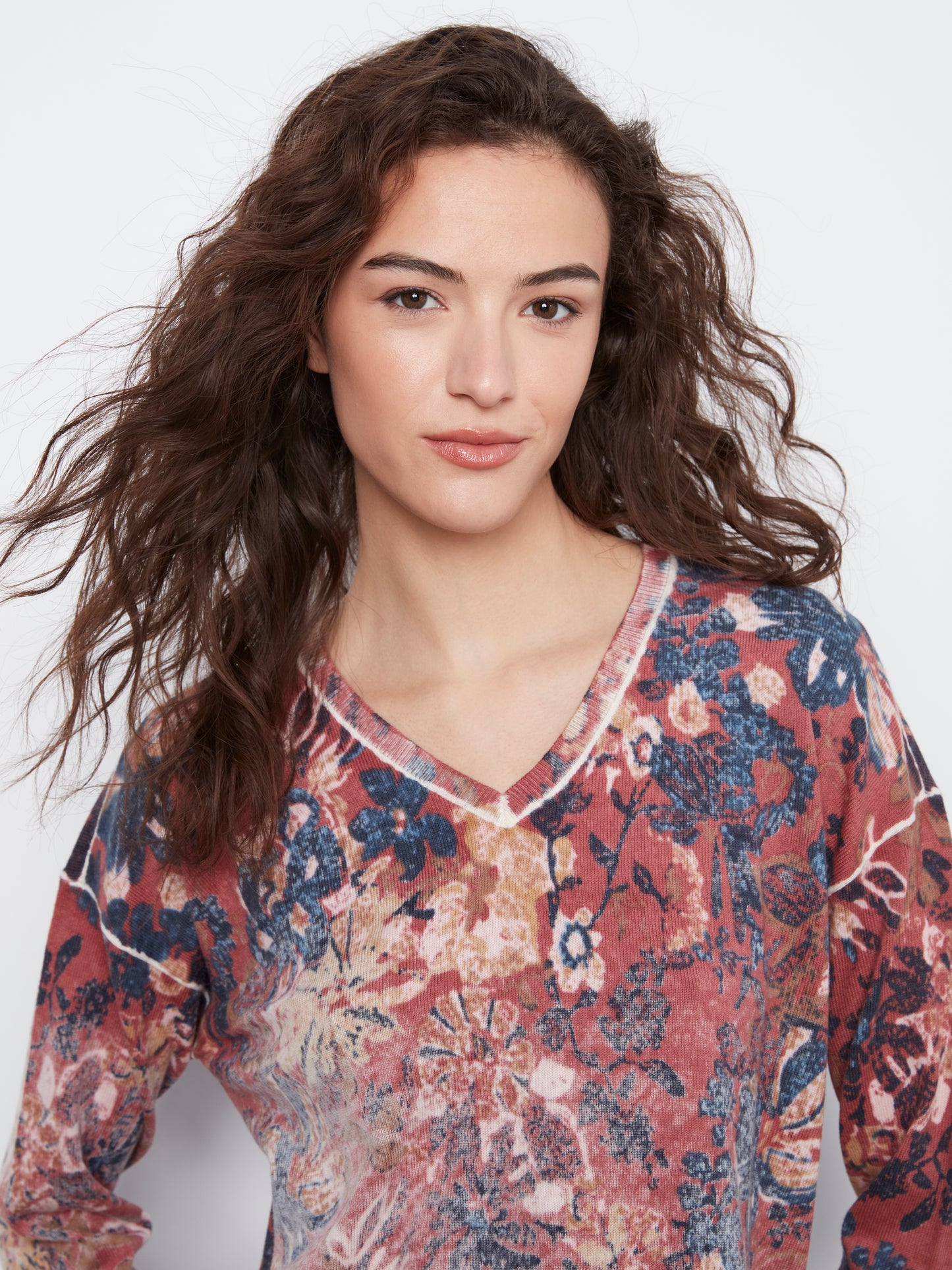 Long Sleeve Drop Shoulder Top by Charlie B in Passion