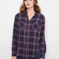 Long Sleeve Top with V-Shaped Placket by Charlie B in Midnight