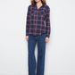 Long Sleeve Top with V-Shaped Placket by Charlie B in Midnight