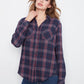 Long Sleeve Top with V-Shaped Placket by Charlie B in Midnight