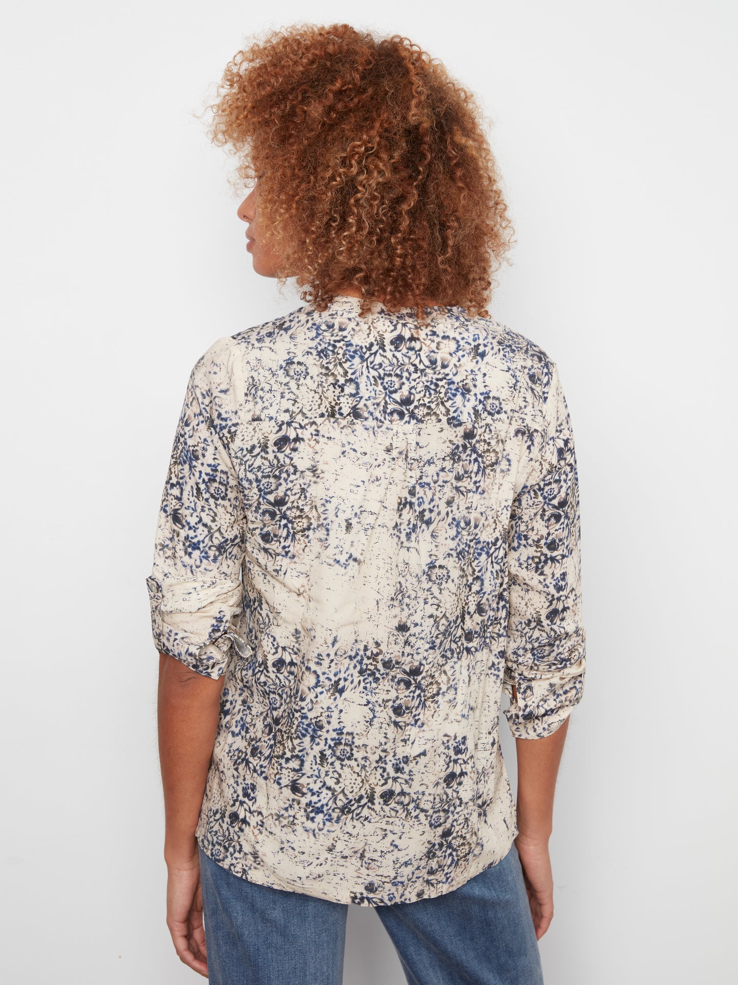 Printed Roll Up Sleeve Top by Charlie B in Seraphine