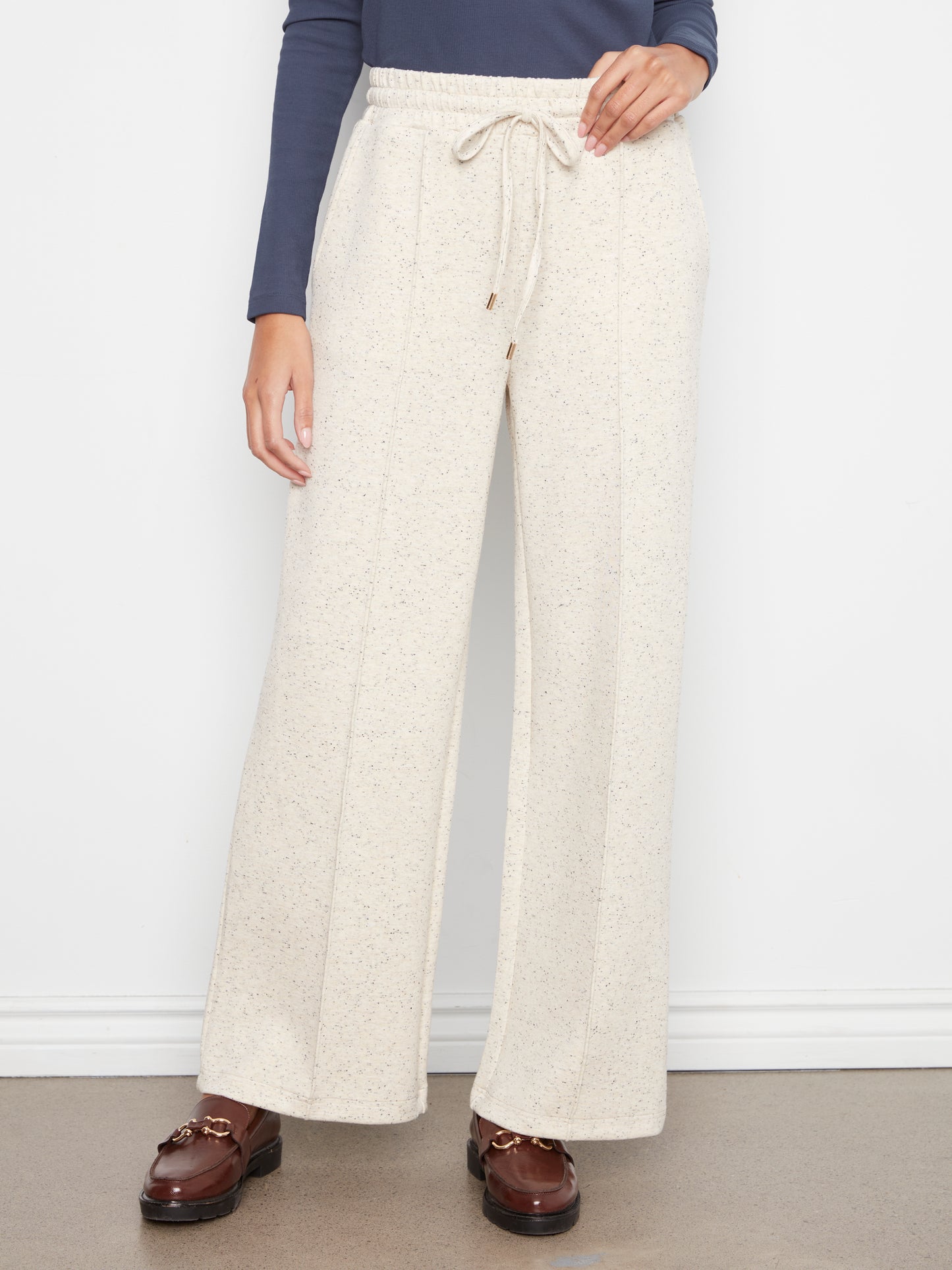 Wide Leg Pin Tuck Pants by Charlie B in Cookies and Cream