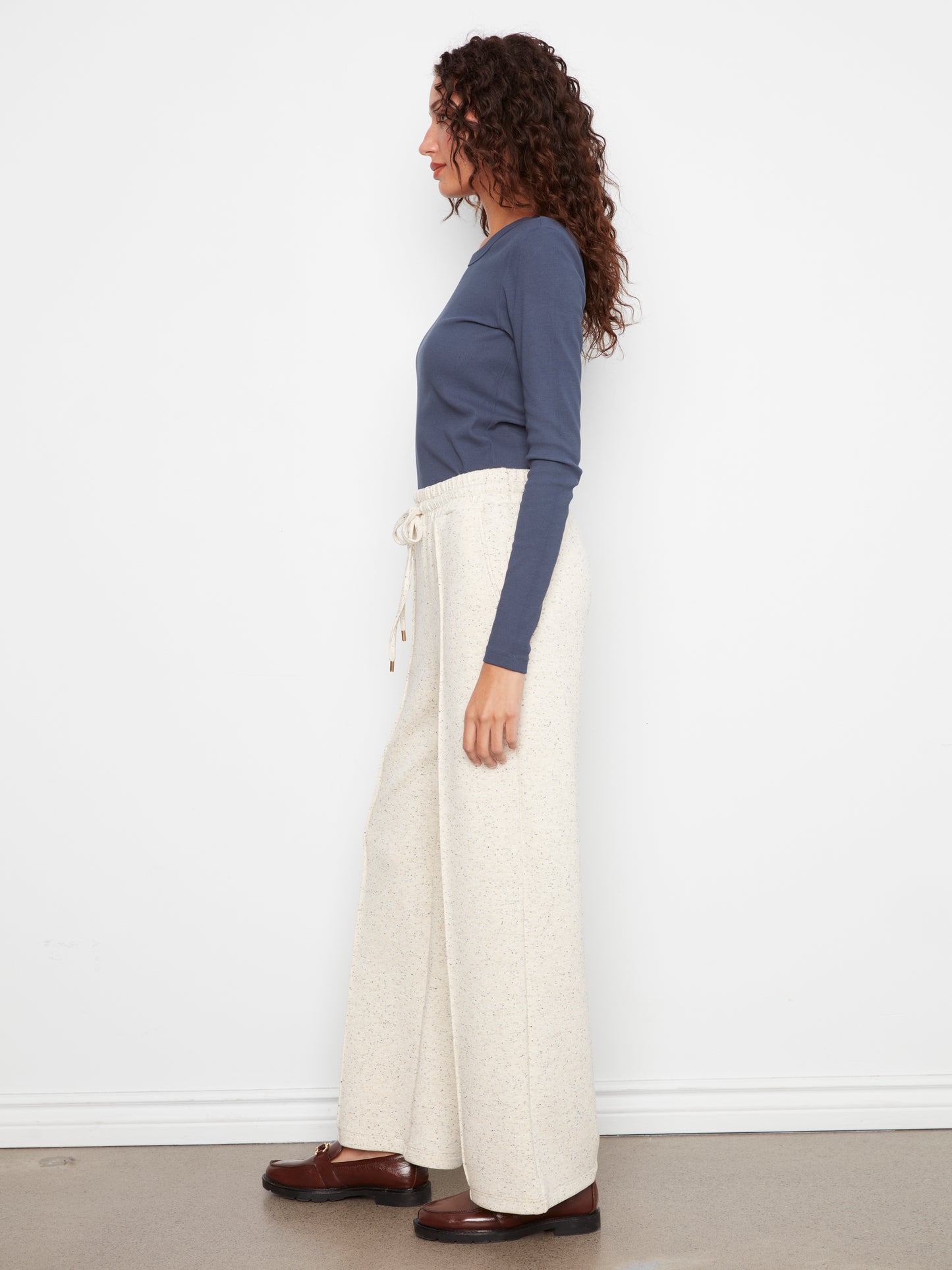 Wide Leg Pin Tuck Pants by Charlie B in Cookies and Cream
