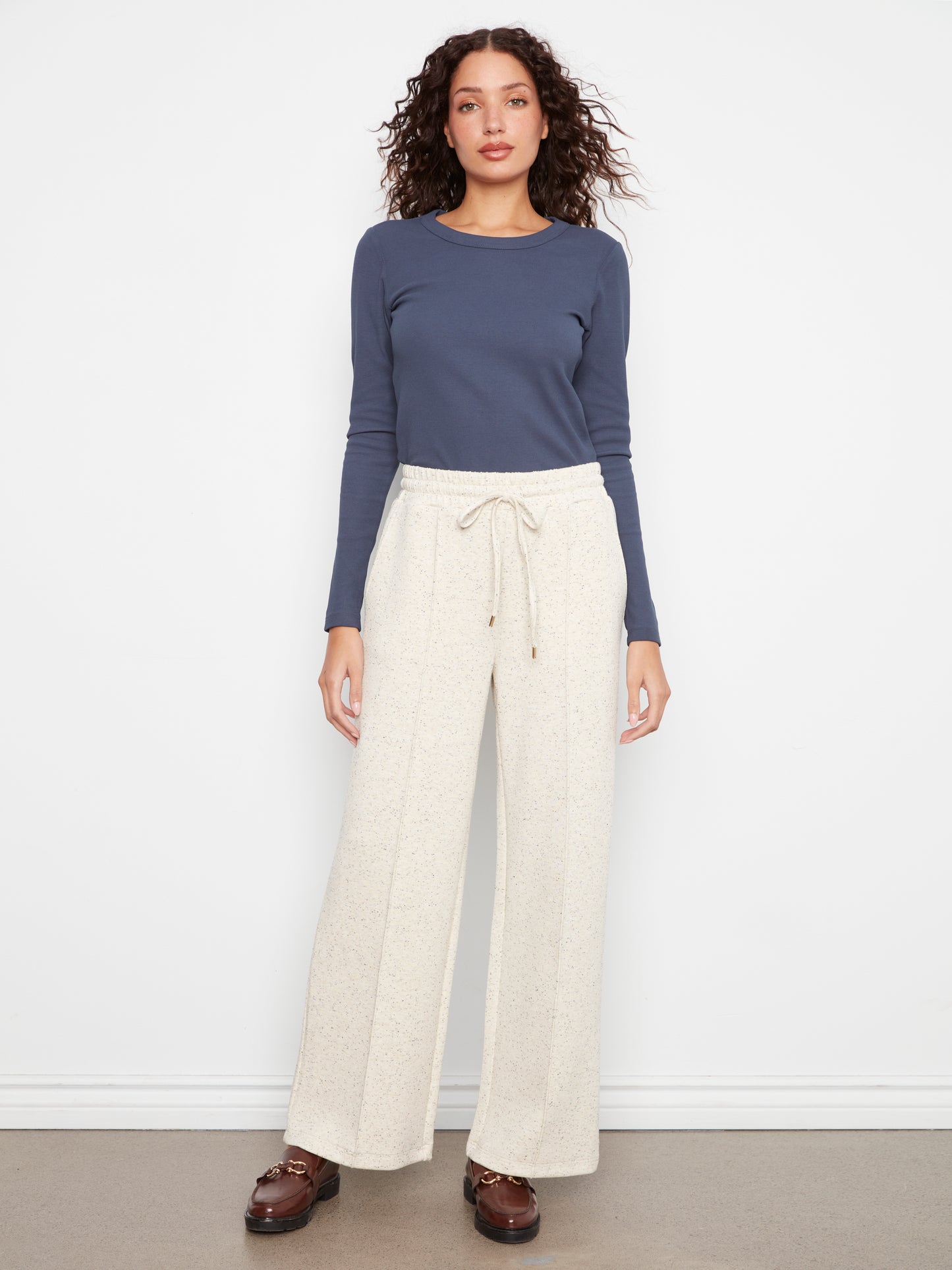 Wide Leg Pin Tuck Pants by Charlie B in Cookies and Cream