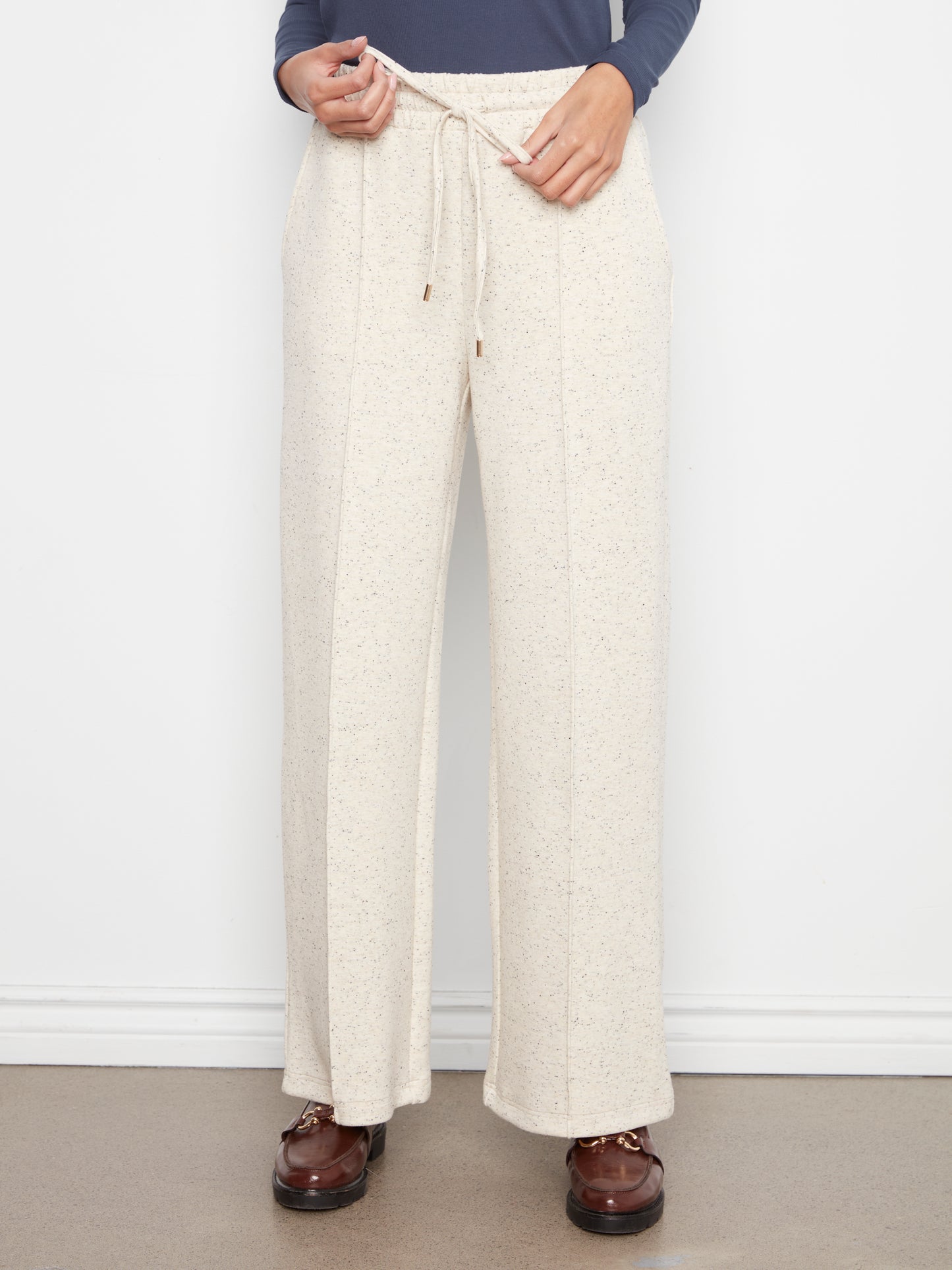 Wide Leg Pin Tuck Pants by Charlie B in Cookies and Cream