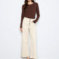 Wide Leg Button Front Patch Pocket Pants by Charlie B in Natural