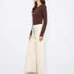Wide Leg Button Front Patch Pocket Pants by Charlie B in Natural