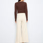 Wide Leg Button Front Patch Pocket Pants by Charlie B in Natural