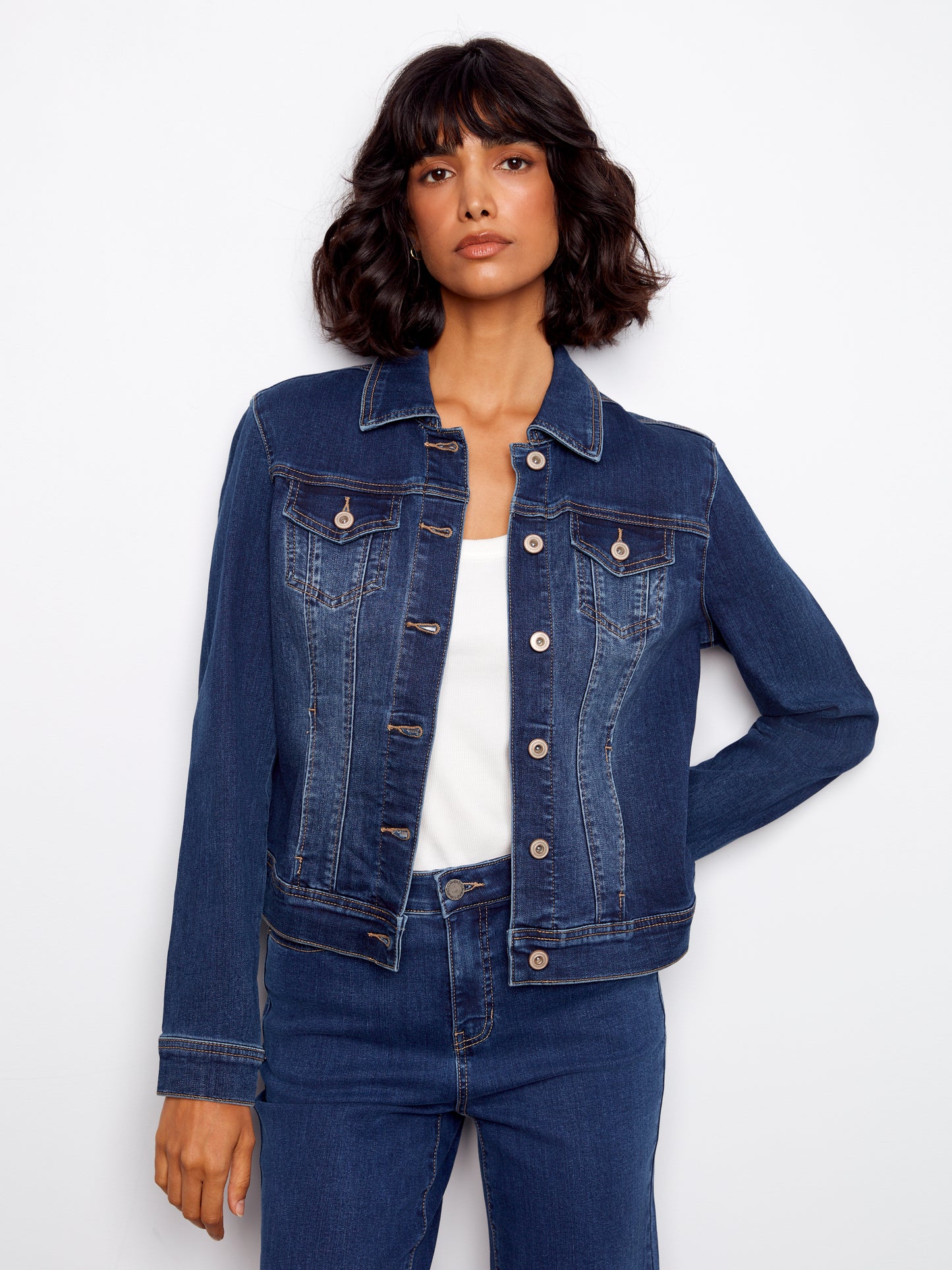 Stretch Denim Jacket by Charlie B in Indigo
