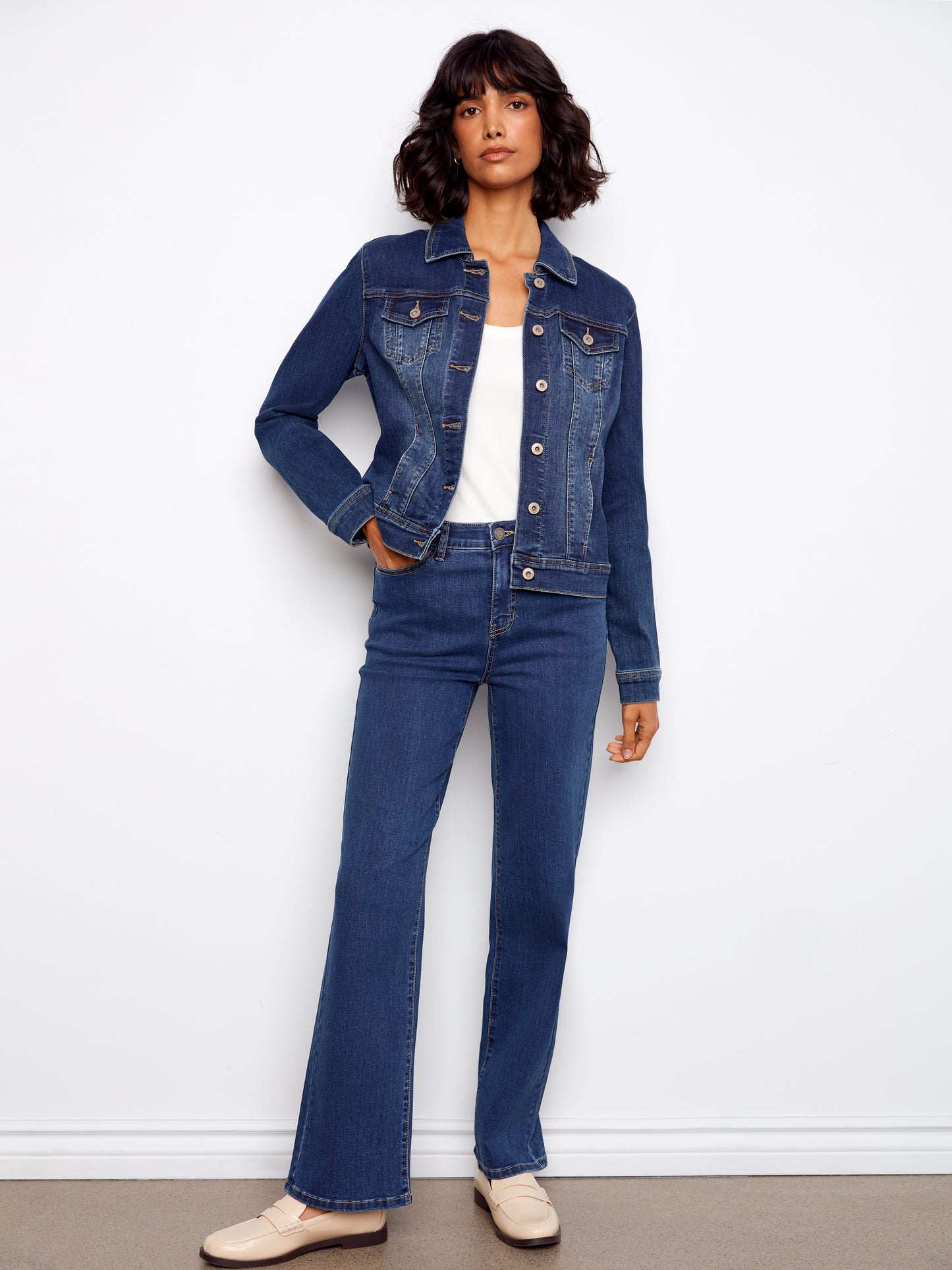 Stretch Denim Jacket by Charlie B in Indigo