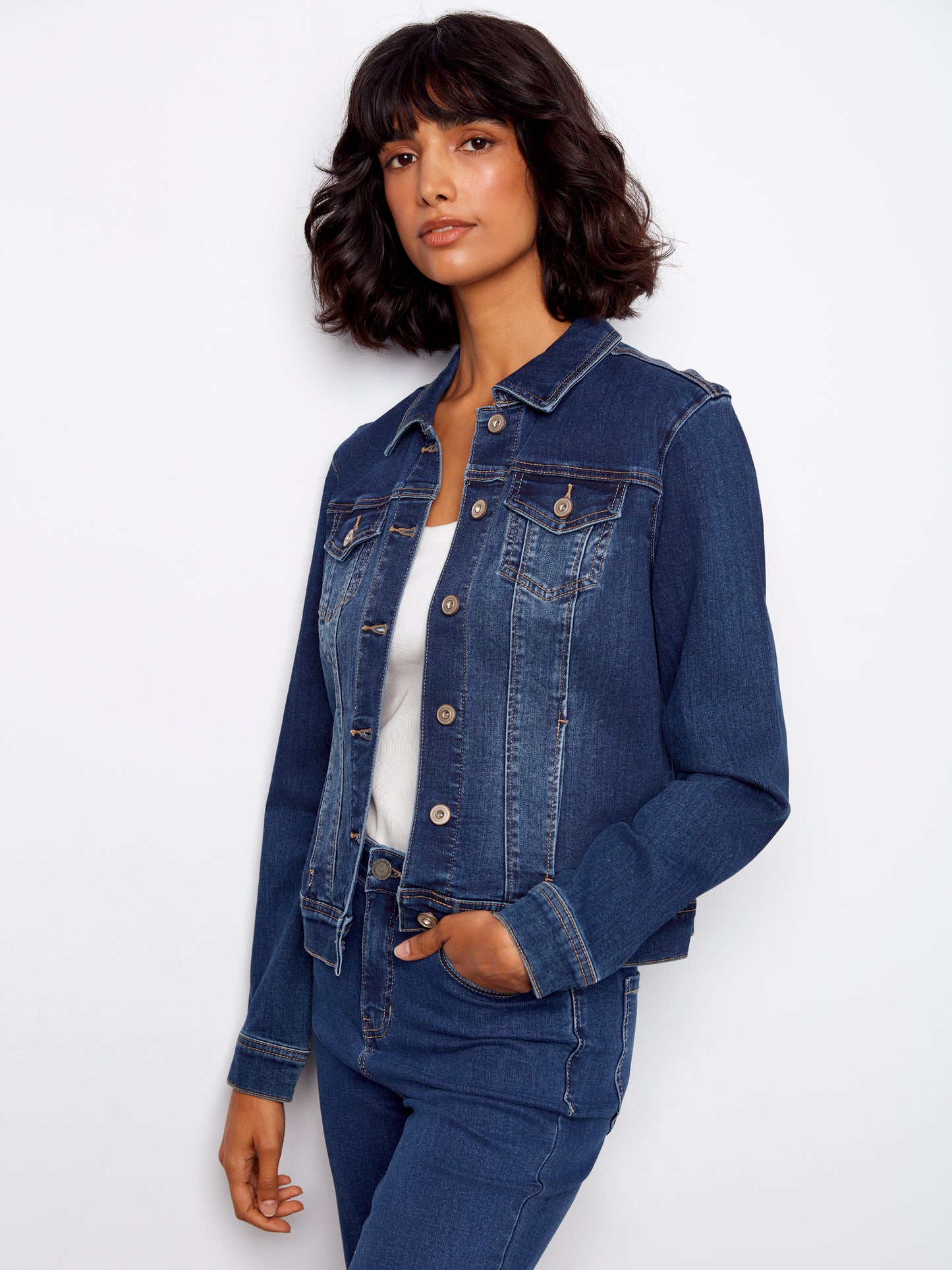 Stretch Denim Jacket by Charlie B in Indigo