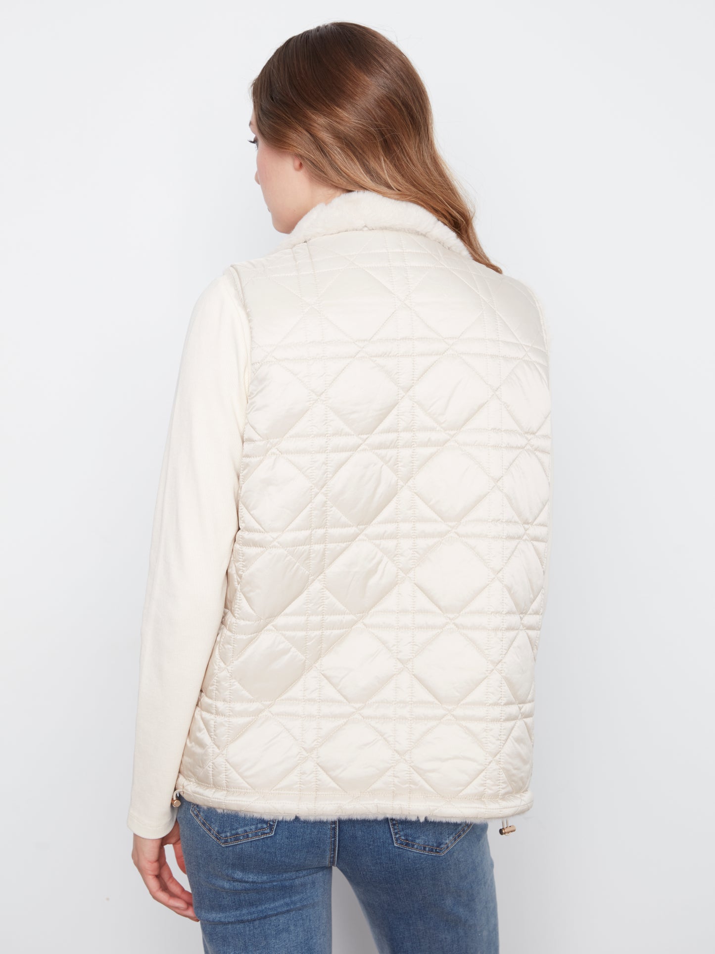 Reversible Faux Fur Vest by Charlie B in Pearl