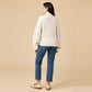 Cable Knit Marshmallow Funnel Neck Double Zip Jacket by Softies in Almond
