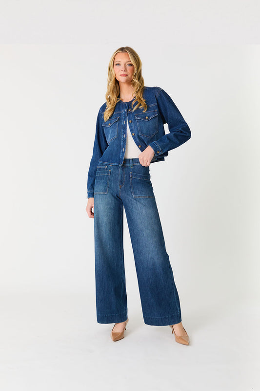 Maeve Denim Pant by Level 99 in Pool Blue