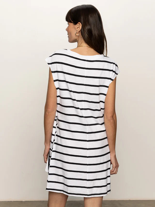 Side Tie T-Shirt Dress by Sanctuary in White/Black Stripe