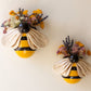 Set of two ceramic bees wall planters by Kalalou