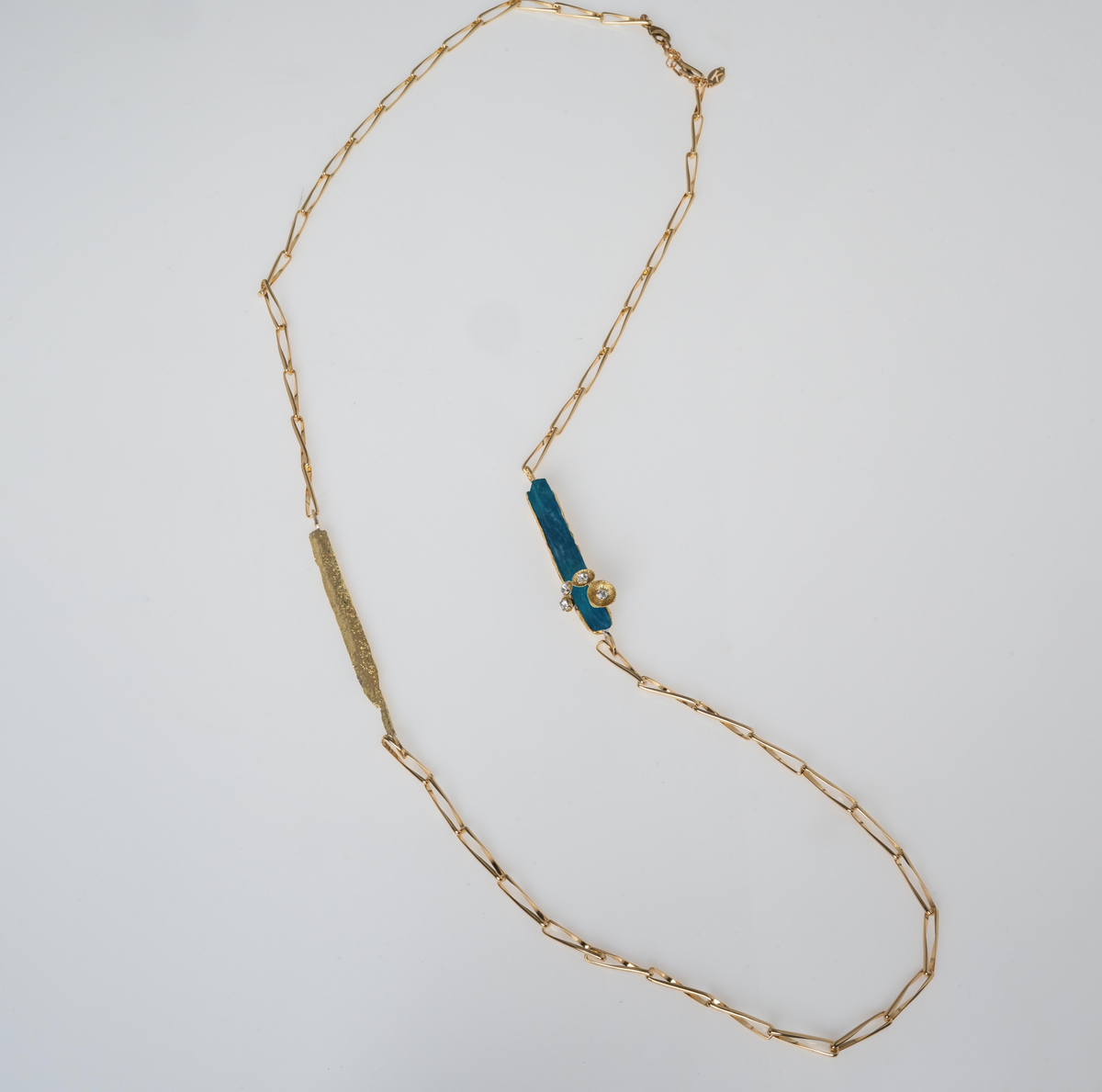 Nest Chanel Necklace by Kalliope Jewelry in Blue Resin/White Crystal