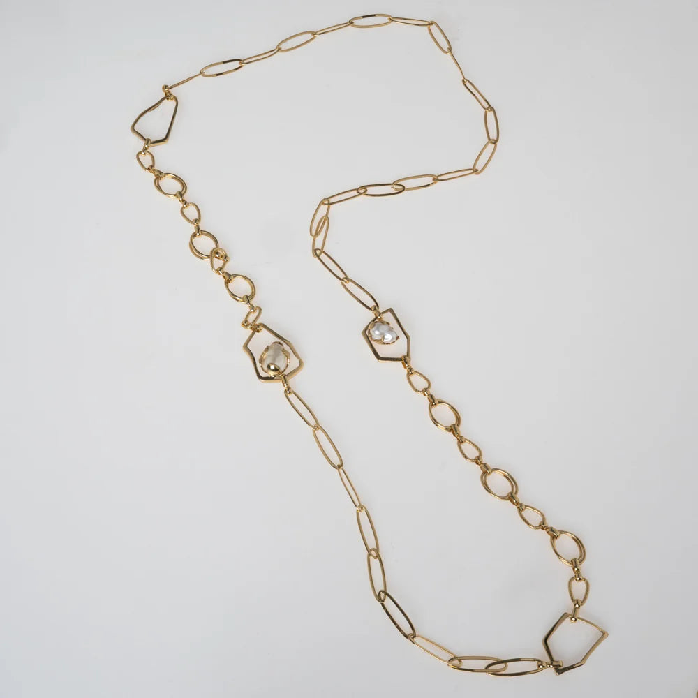 Belle Chanel Necklace by Kalliope Jewelry in Creamrose Light Pearl