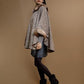 Chambord Faux Fur Collar/Sleeves Poncho by Maison Lurex in Cream