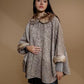 Chambord Faux Fur Collar/Sleeves Poncho by Maison Lurex in Cream