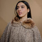 Chambord Faux Fur Collar/Sleeves Poncho by Maison Lurex in Cream